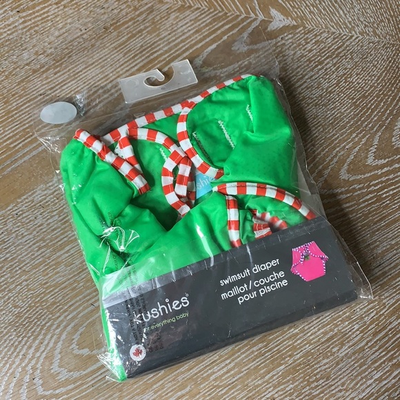 KUSHIES Green Swimsuit Baby Reusable Swim Diaper M - Picture 2 of 3